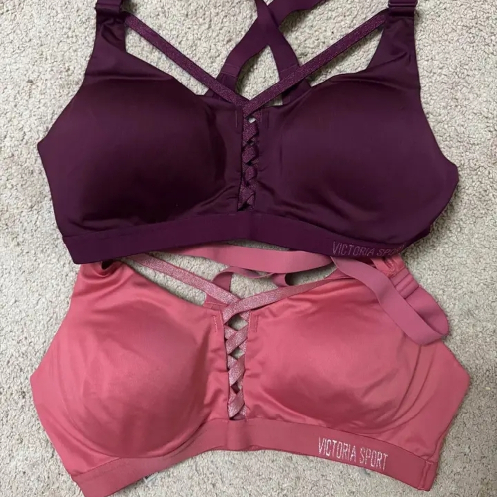 Women's Victorias Secret Purple and Pink Sport Bras.